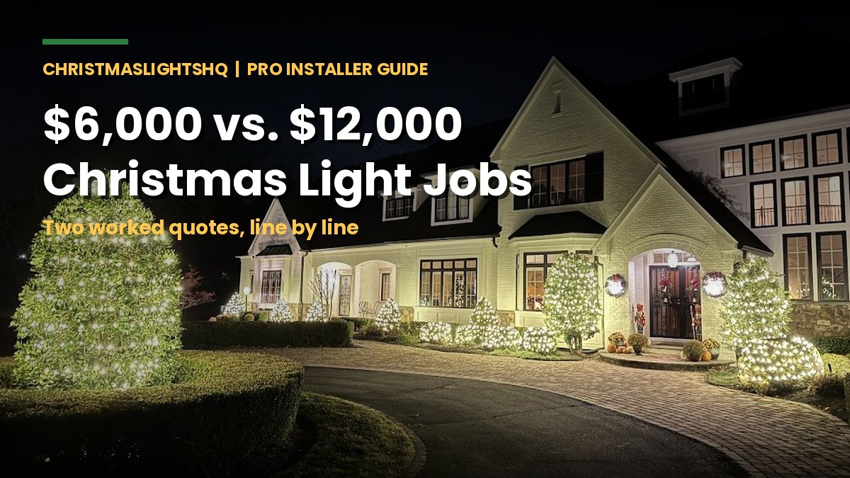 Pro Christmas light install on a large home: $6,000 vs $12,000 job comparison