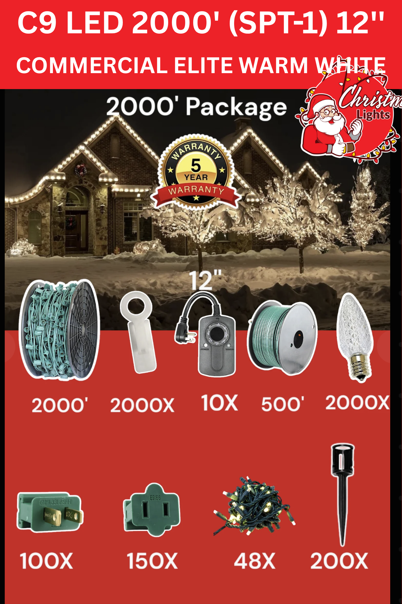 C9 LED 2000 foot contractor pro package for professional installers