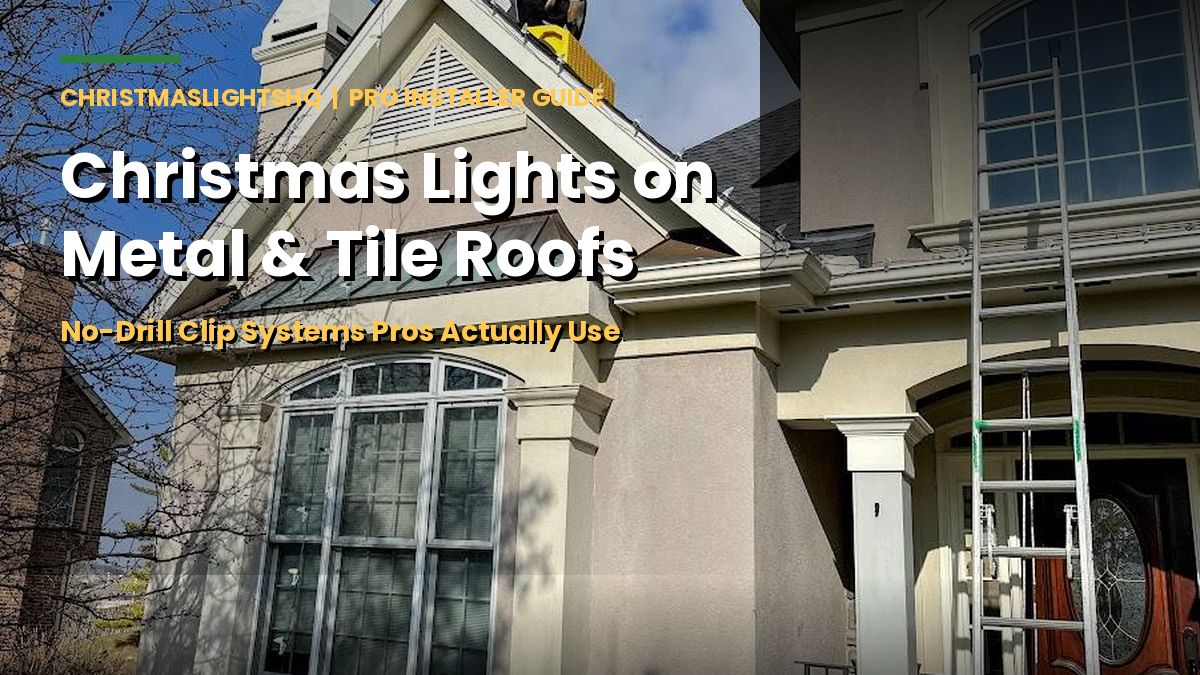 How to install Christmas lights on metal and tile roofs - pro installer on steep roofline