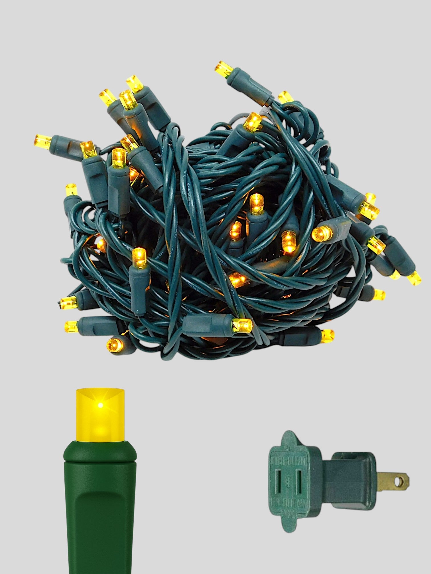 50L 6" Spacing Concave LED Mini Christmas Light (Ball) in Yellow - Each