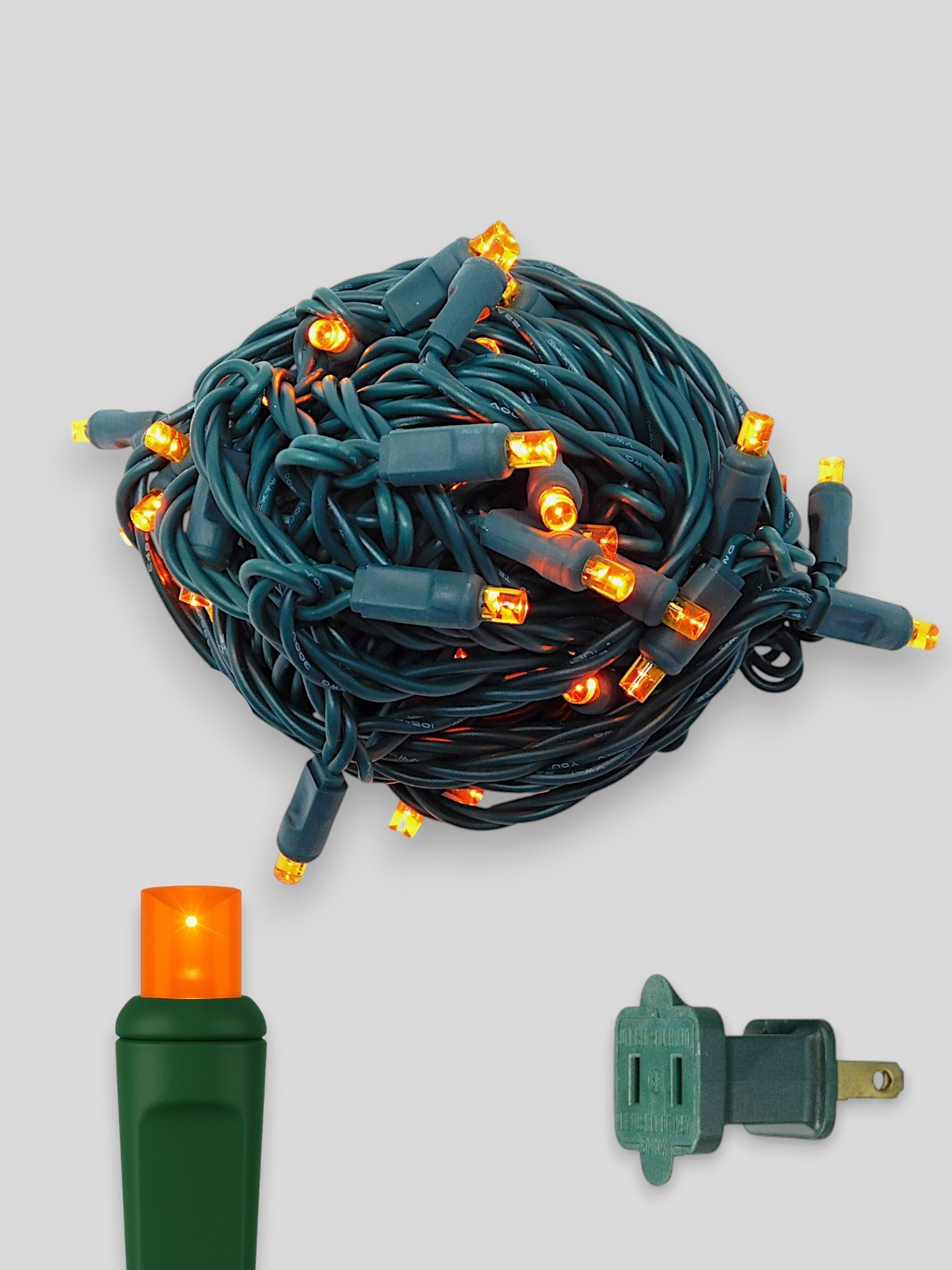 50L 6" Spacing Concave LED Mini Christmas Light (Ball) in Orange - Each