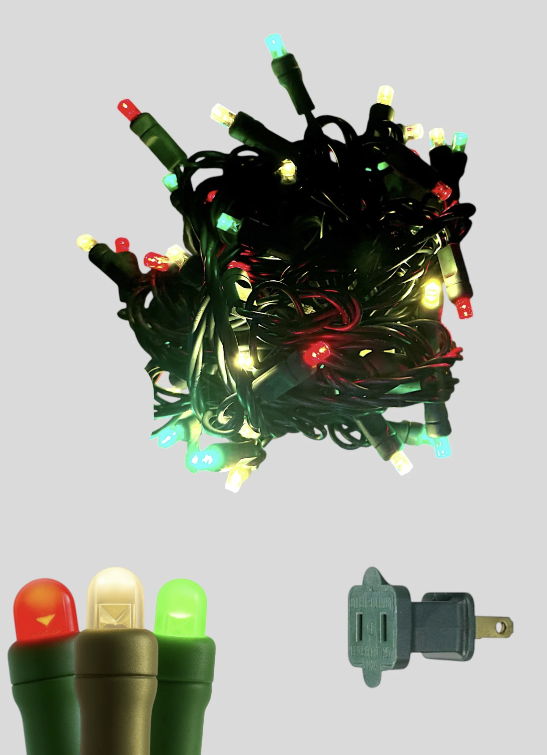 70L 4" Spacing Concave LED Mini Christmas Lights(Ball) in Peppermint (R/G/WW) - Each