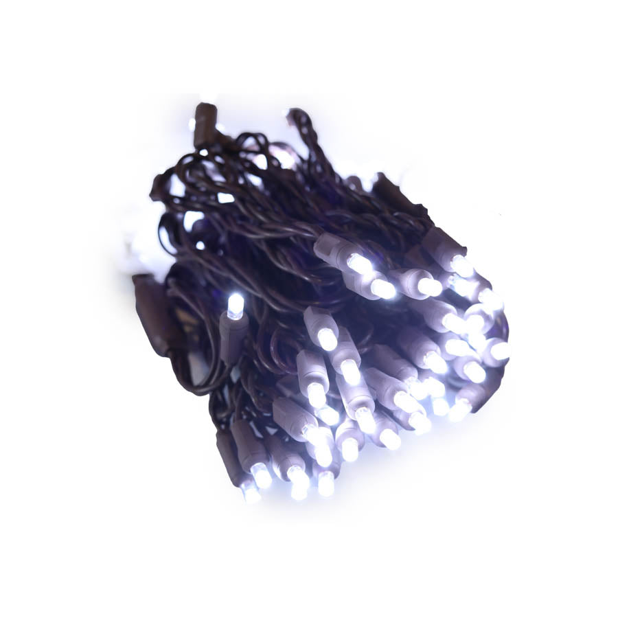 70L 4" Spacing Concave LED Mini Christmas Lights(Ball) in (BROWN CORD) Cool White - Each