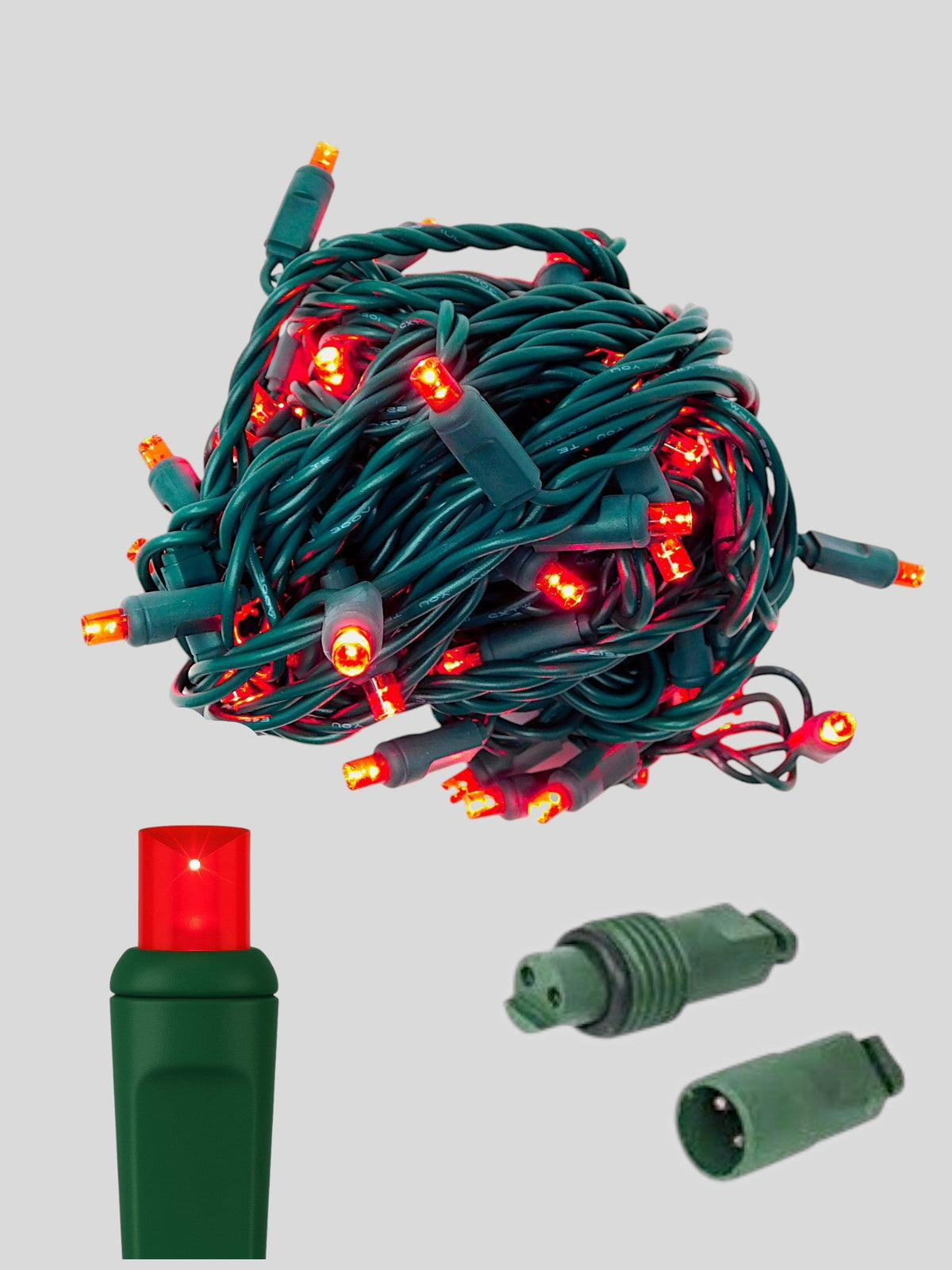 70L Coaxial Concave LED Mini Christmas Lights in Red - Each
