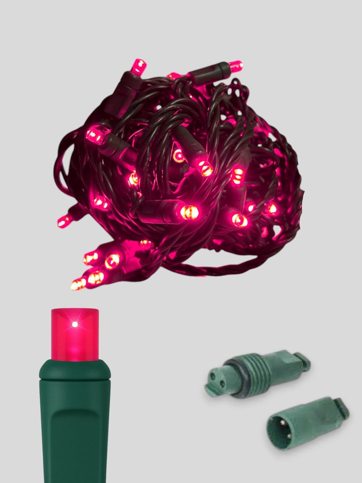 50L Coaxial Concave LED Mini Christmas Lights in Red - Each