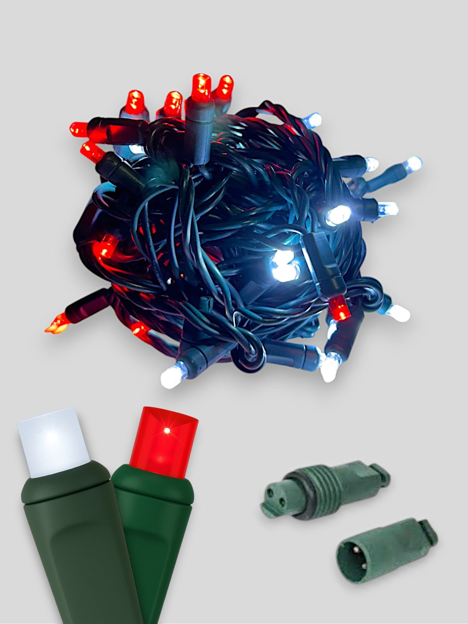 50L Coaxial Concave LED Mini Christmas Lights in Candy Cane (CW/R) - Each