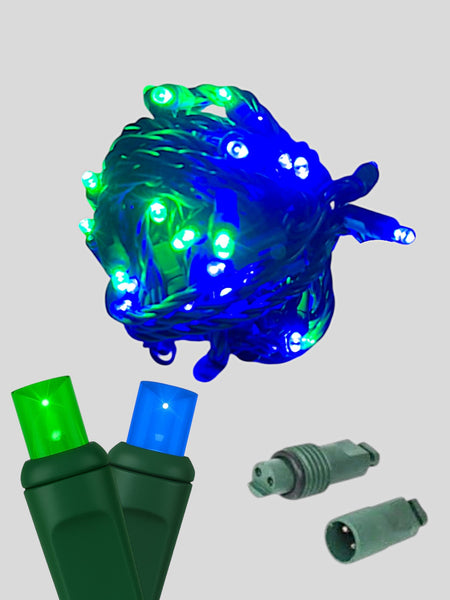 50L Coaxial Concave LED Mini Christmas Lights in Cyan (B/G) - Each