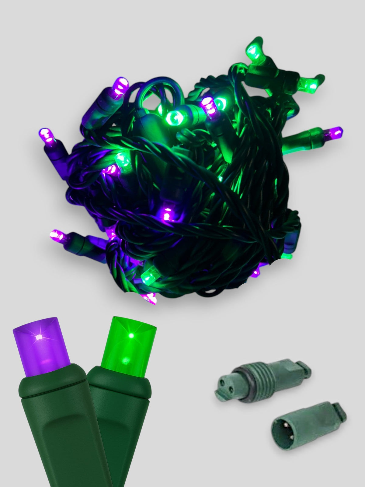 50L Coaxial Concave LED Mini Christmas Lights in Purple/Green - Each
