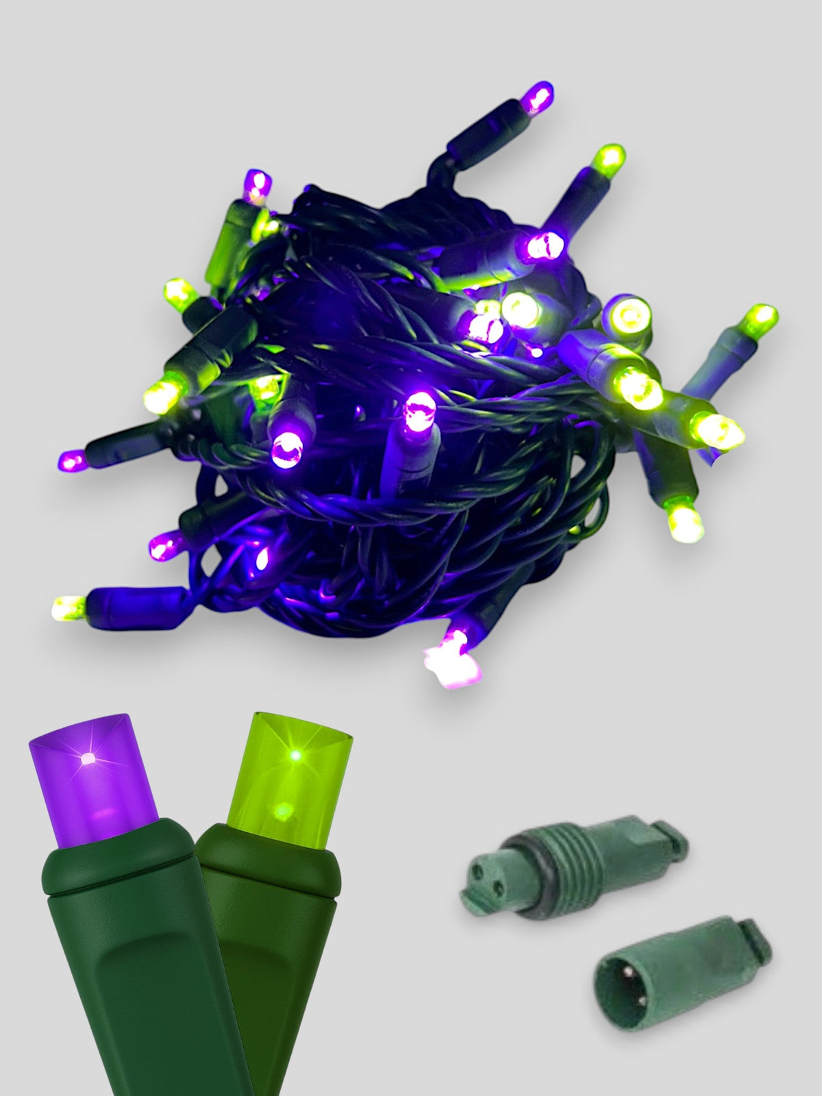 50L Coaxial Concave LED Mini Christmas Lights in Witch (Purple/Lime) - Each