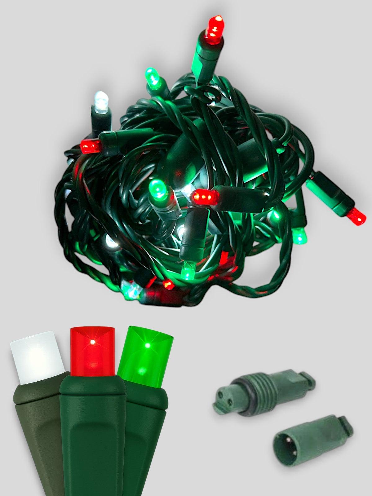 70L Coaxial Concave LED Mini Christmas Lights in Traditional (R/PW/G/PW) - Each