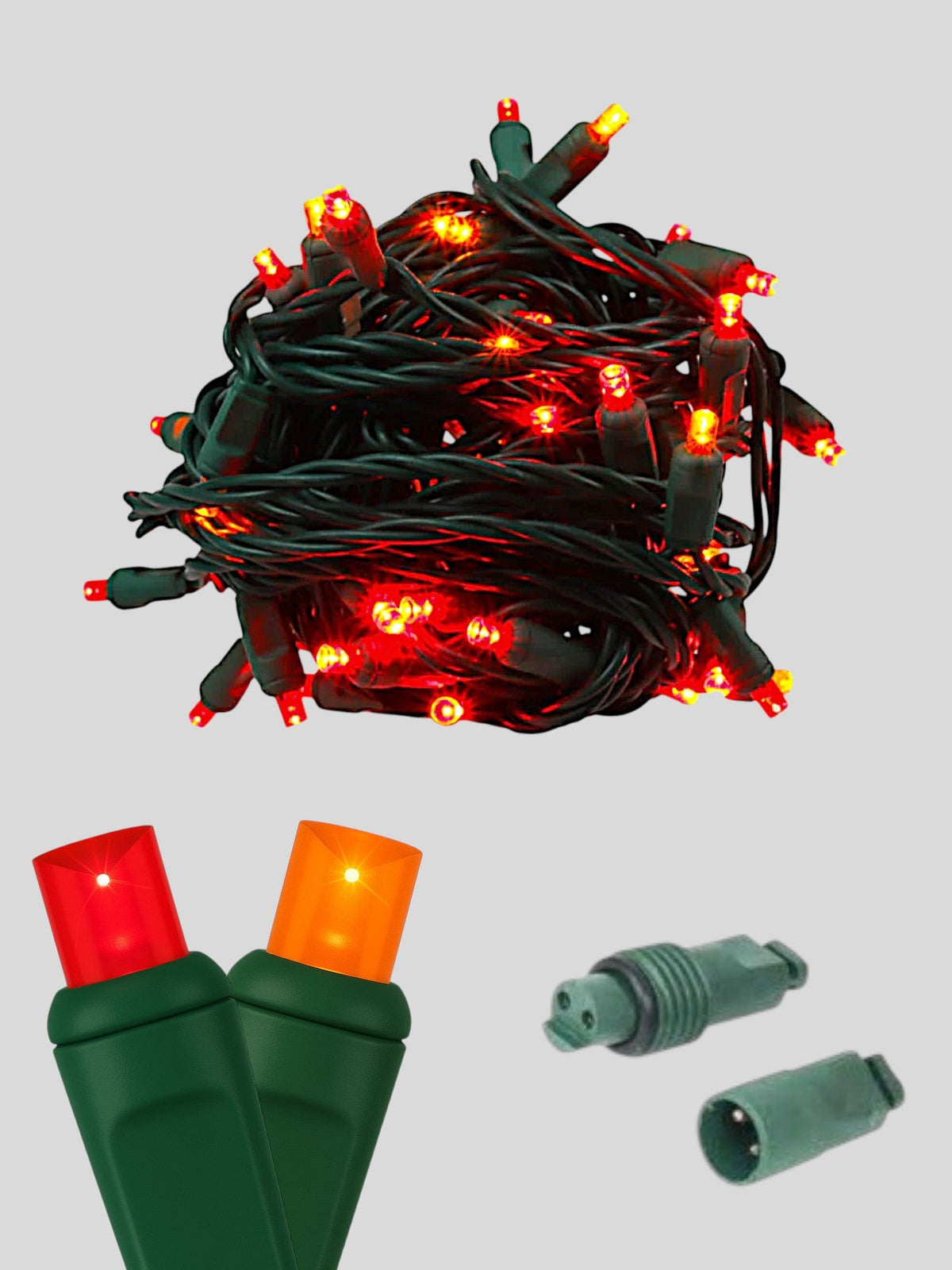 70L Coaxial Concave LED Mini Christmas Lights in Fire (R/R/O) - Each