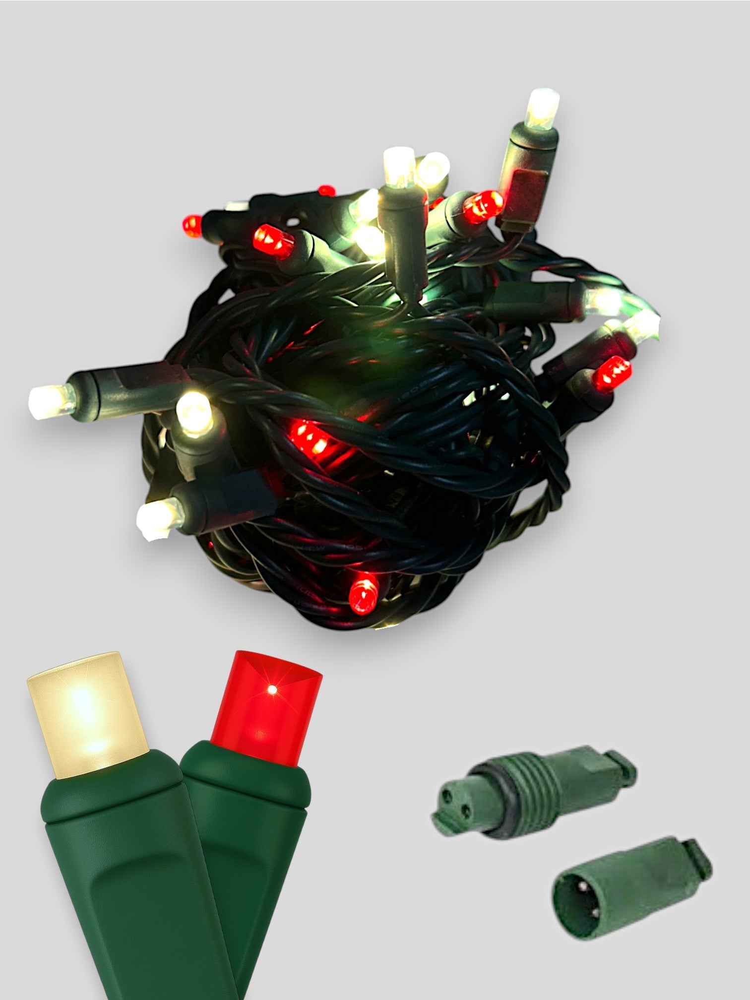 70L Coaxial Concave LED Mini Christmas Lights in Santa (R/WW) - Each