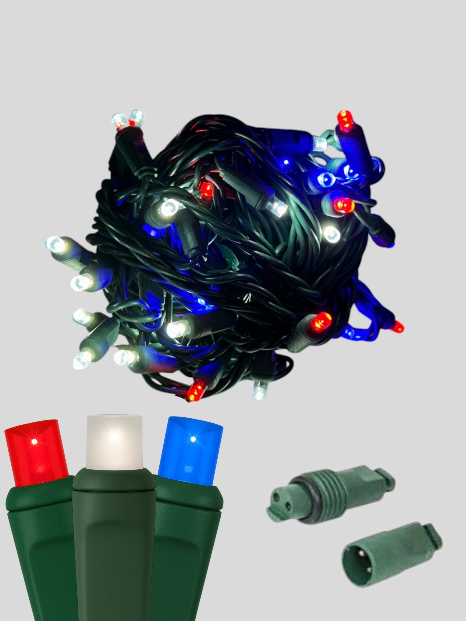 50L Coaxial Concave LED Mini Christmas Lights in Freedom (R/PW/B) - Each