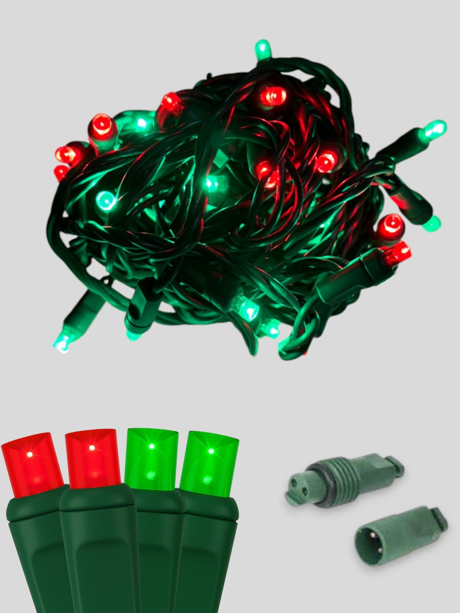 50L Coaxial Concave LED Mini Christmas Lights in Christmas (R/R/G/G) - Each