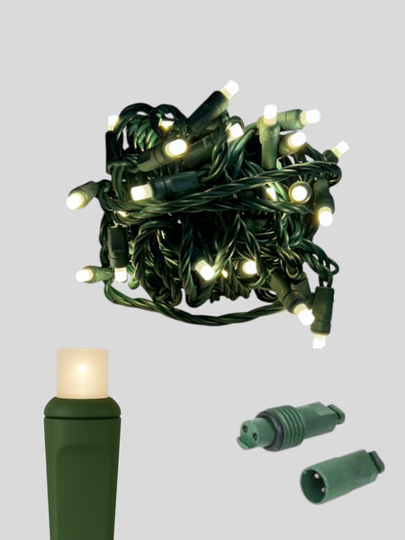 50L Coaxial Concave LED Mini Christmas Lights in Snow (frosted WW) - Each