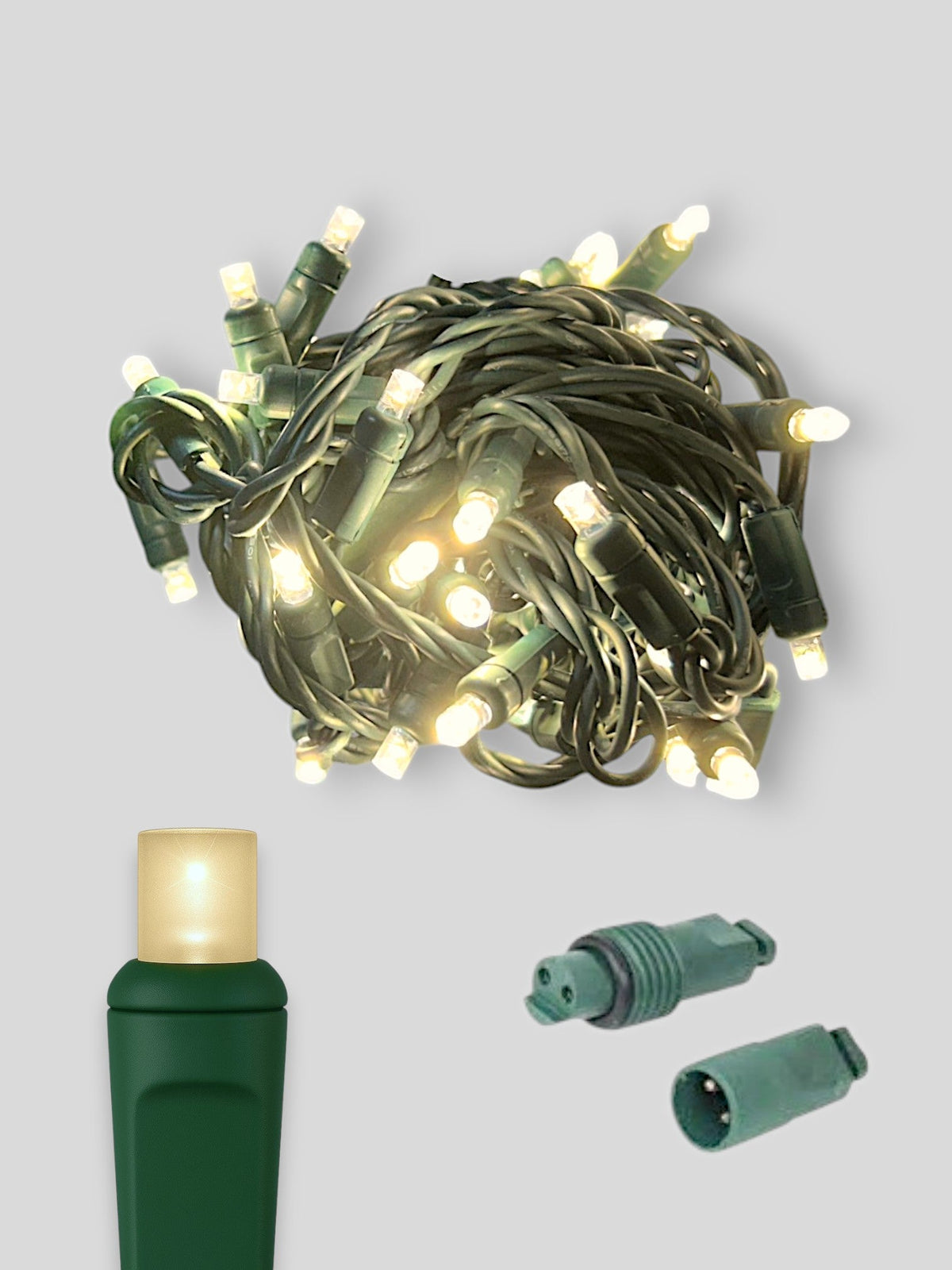 50L Coaxial Concave LED Mini Christmas Lights in Winter Warm White (2900K) - Each