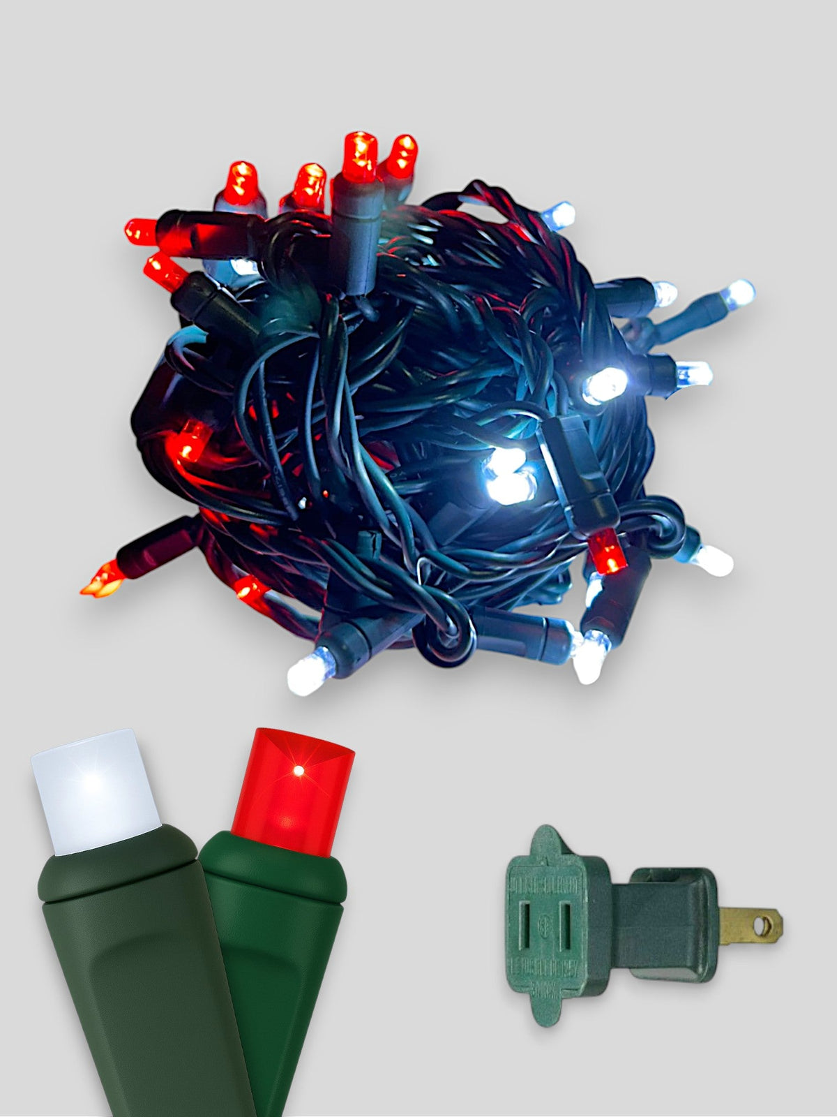 50L 6" Spacing Concave LED Mini Christmas Light (Ball) in Candy Cane (R/CW) - Each