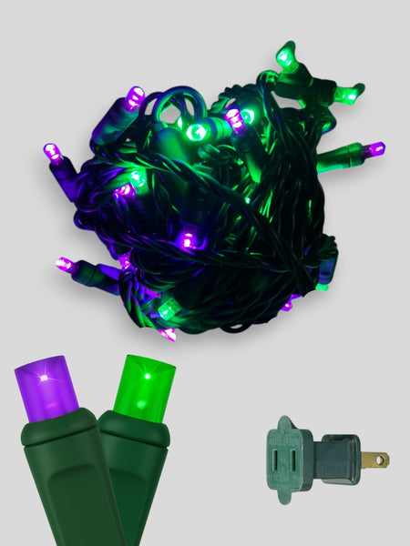 50L 6" Spacing Concave LED Mini Christmas Light (Ball) in Purple/Green - Each