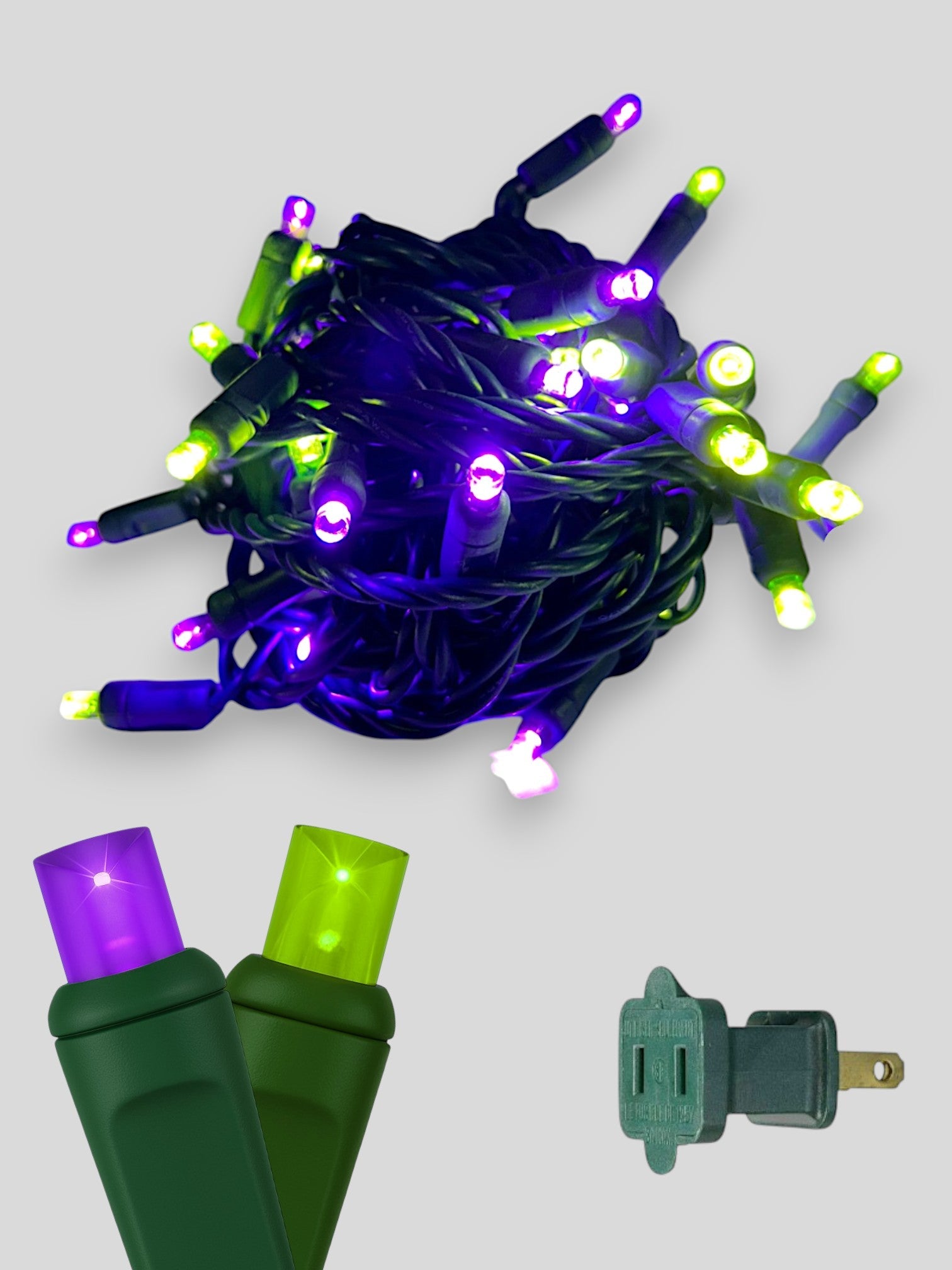 50L 6" Spacing Concave LED Mini Christmas Light (Ball) in Witch (Purple/Lime) - Each
