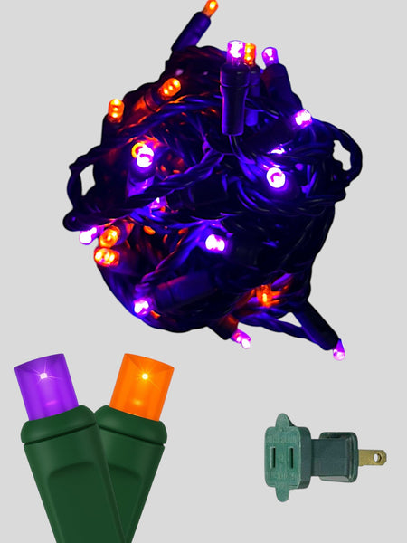 50L 6" Spacing Concave LED Mini Christmas Light (Ball) in Halloween (Purple/Orange) - Each