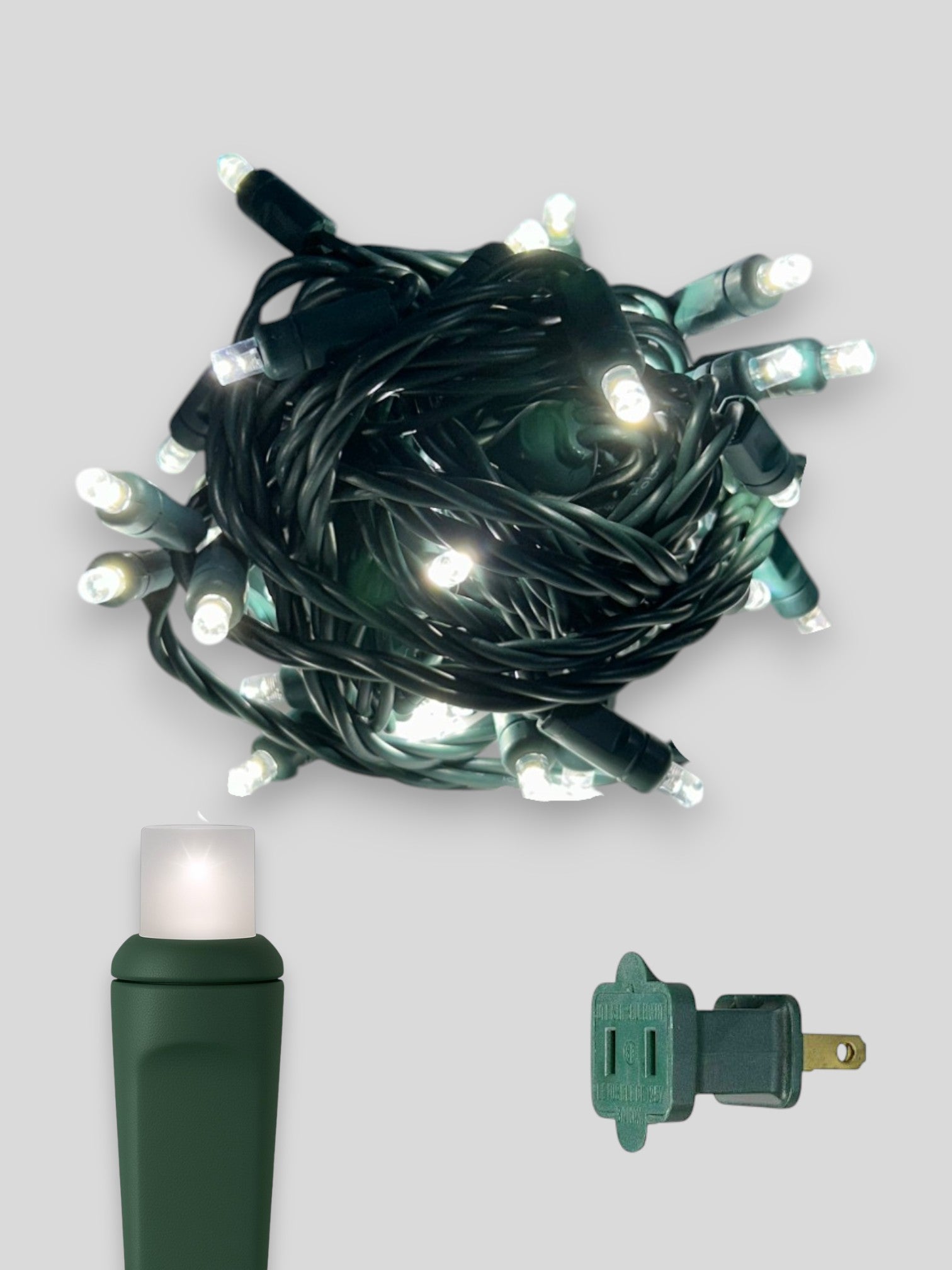 50L 6" Spacing Concave LED Mini Christmas Light (Ball) in Pure White (4200K) - Each