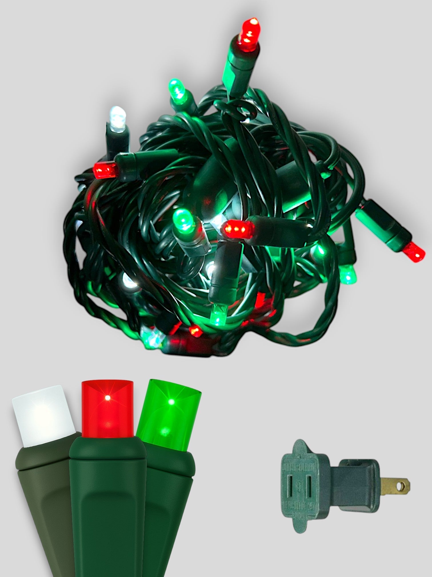 50L 6" Spacing Concave LED Mini Christmas Light (Ball) in Peppermint (R/G/WW) - Each
