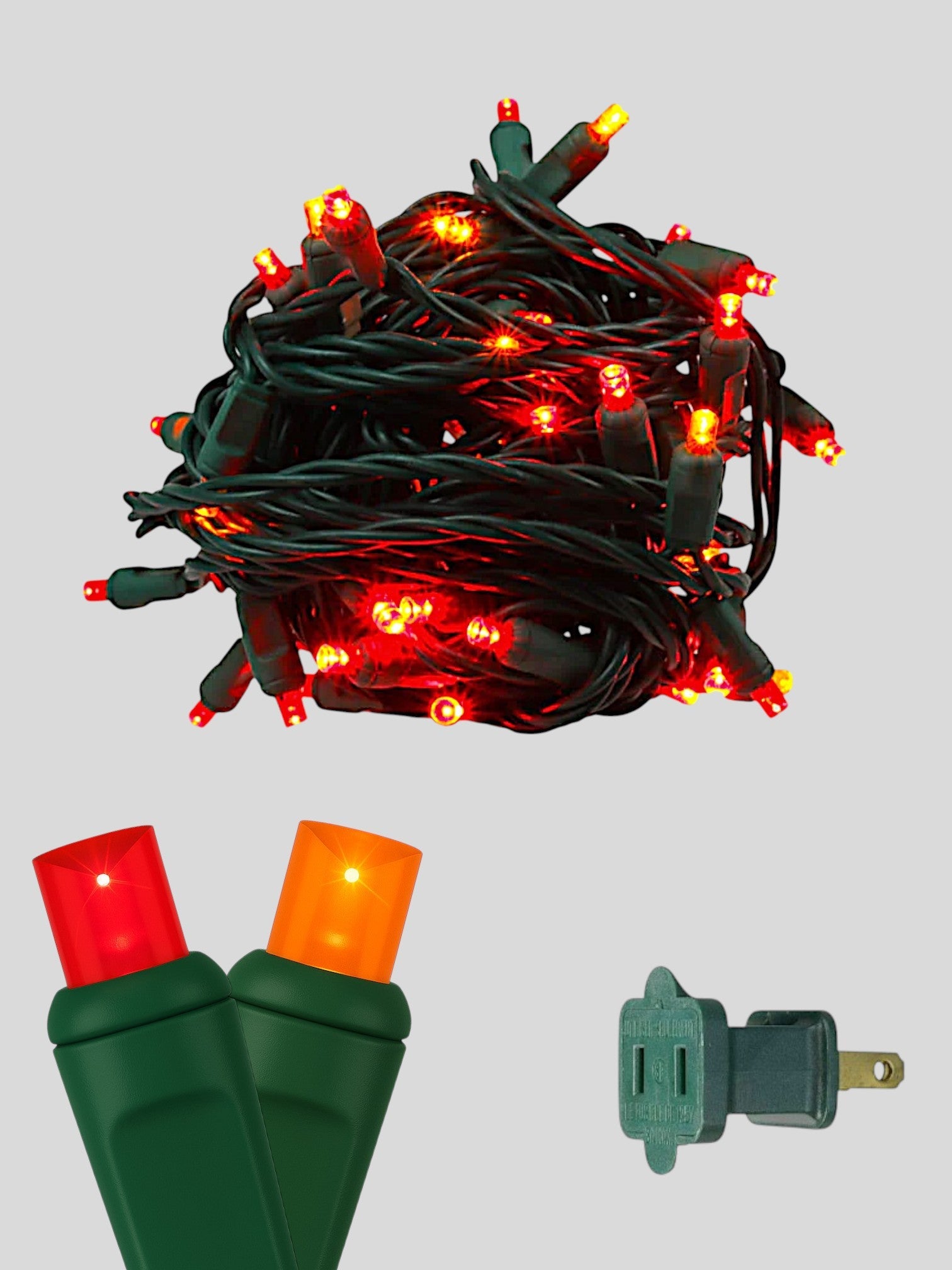 50L 6" Spacing Concave LED Mini Christmas Light (Ball) in Fire (R/R/O) - Each