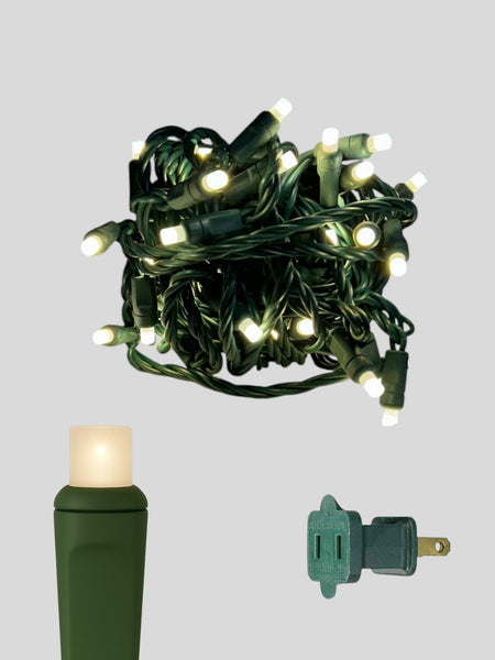 50L 6" Spacing Concave LED Mini Christmas Light (Ball) in Snow (Frost/WW) - Each