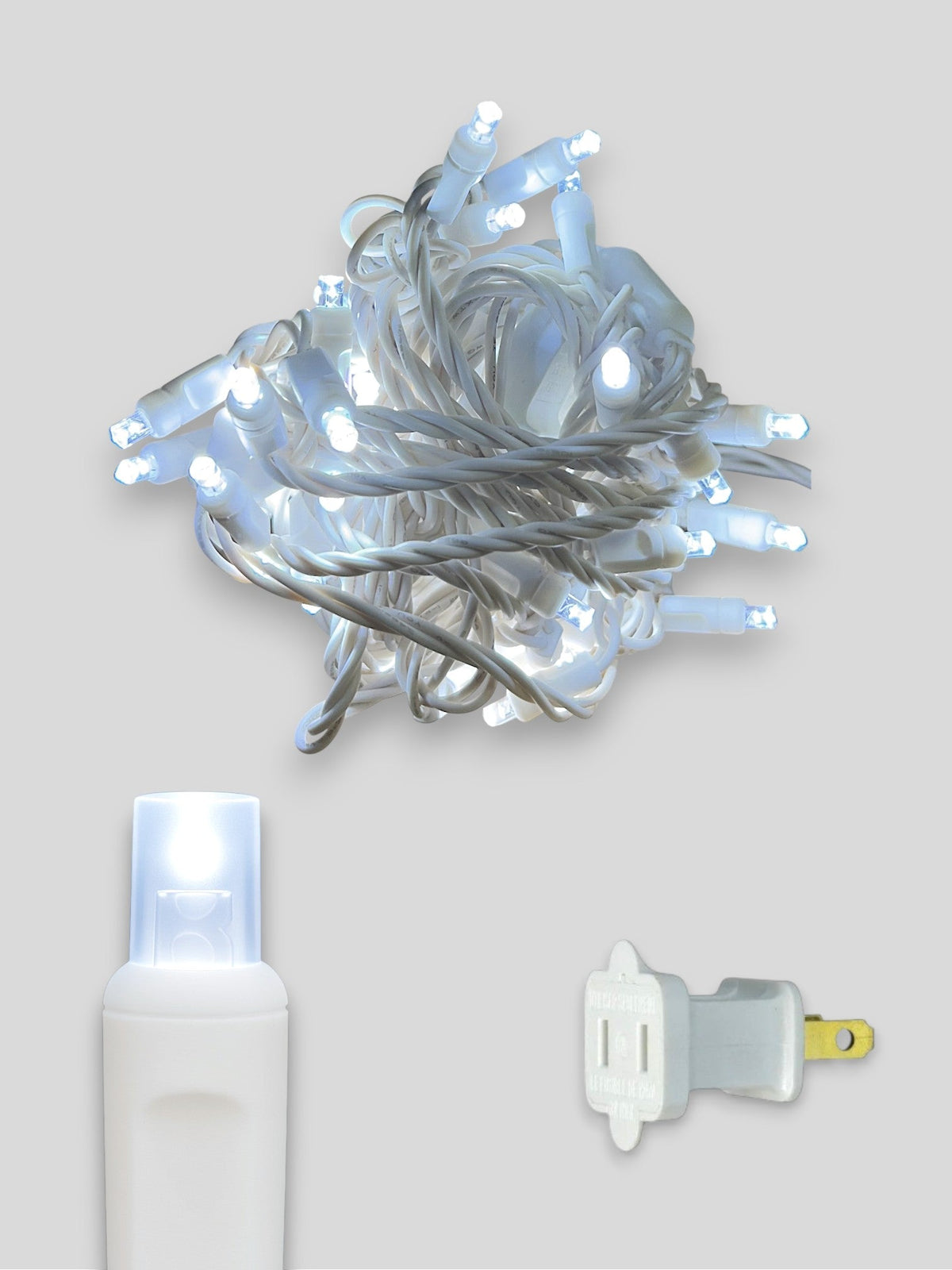 50L 6" Spacing Concave LED Mini Christmas Light (Ball) in (White Wire) Cool White (8000-10000K) - Each
