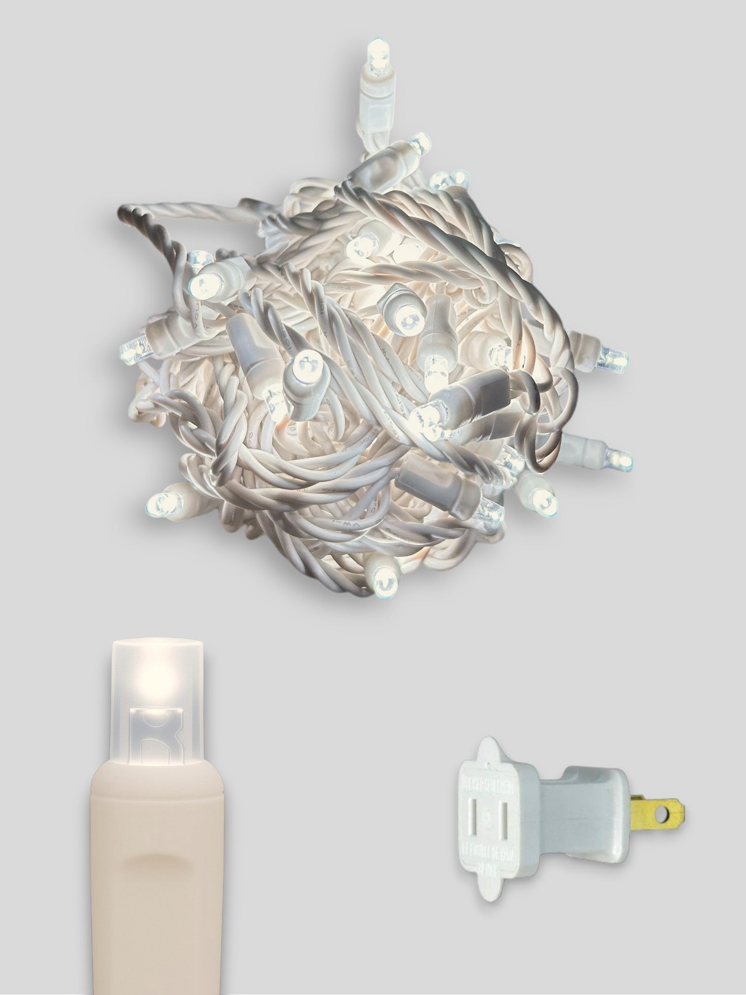 50L 6" Spacing Concave LED Mini Christmas Light (Ball) in (White Wire) Pure White #2 (4200K) - Each