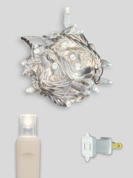 50L 6" Spacing Concave LED Mini Christmas Light (Ball) in (White Wire) Pure White #2 (4200K) - Each