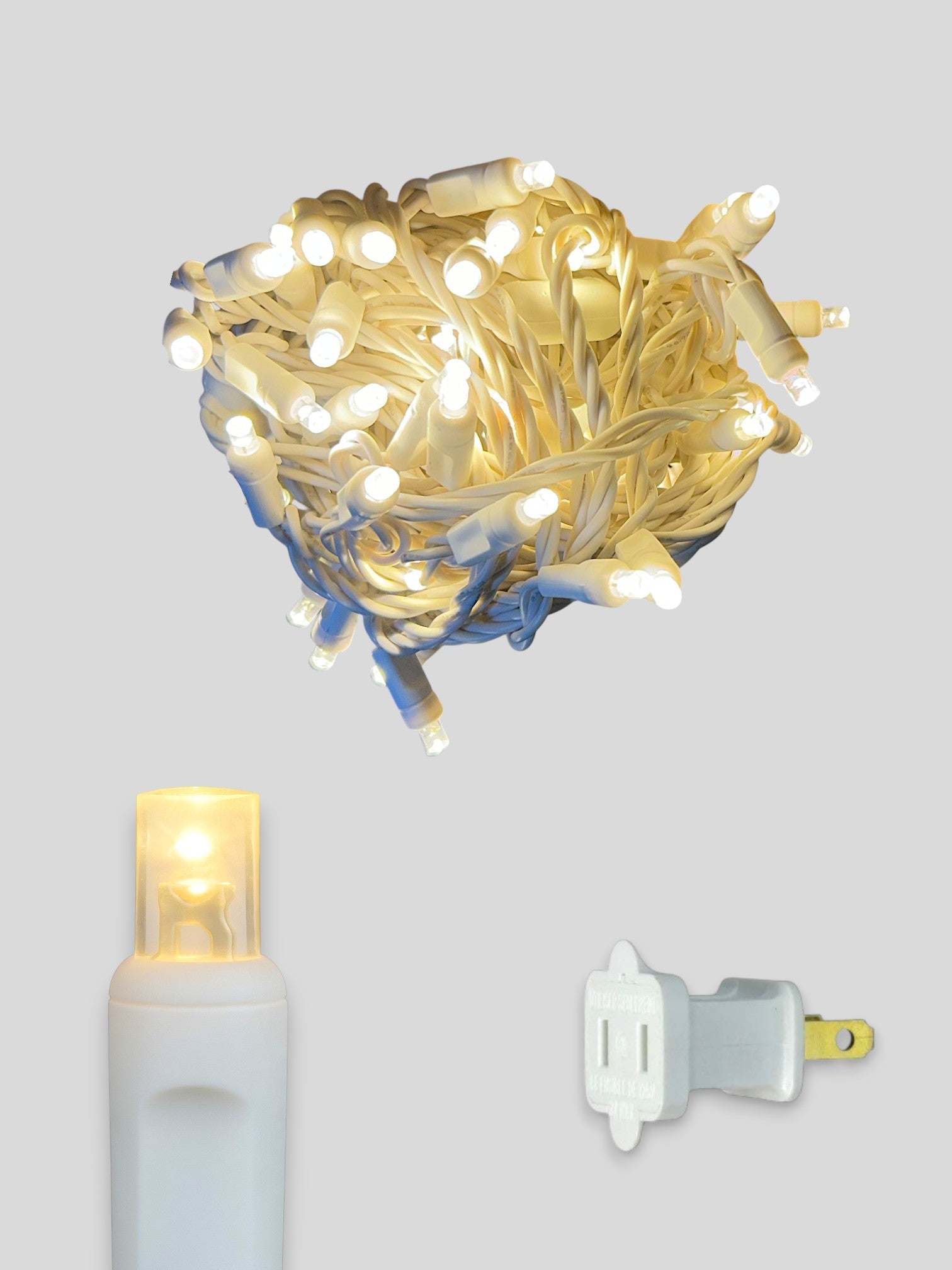50L 6" Spacing Concave LED Mini Christmas Light (Ball) in (White Wire) Sun Warm White  (2600-2800K) - Each