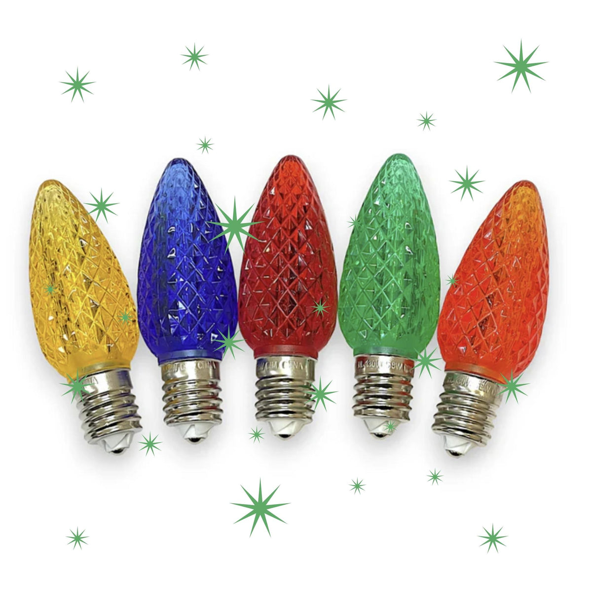 C9 Minleon LED Christmas light bulb in multi color twinkle