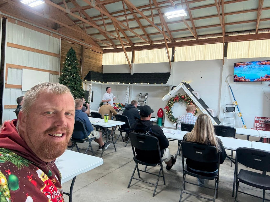 Jason Geiman teaching Christmas light installation training class in Burlington Kentucky