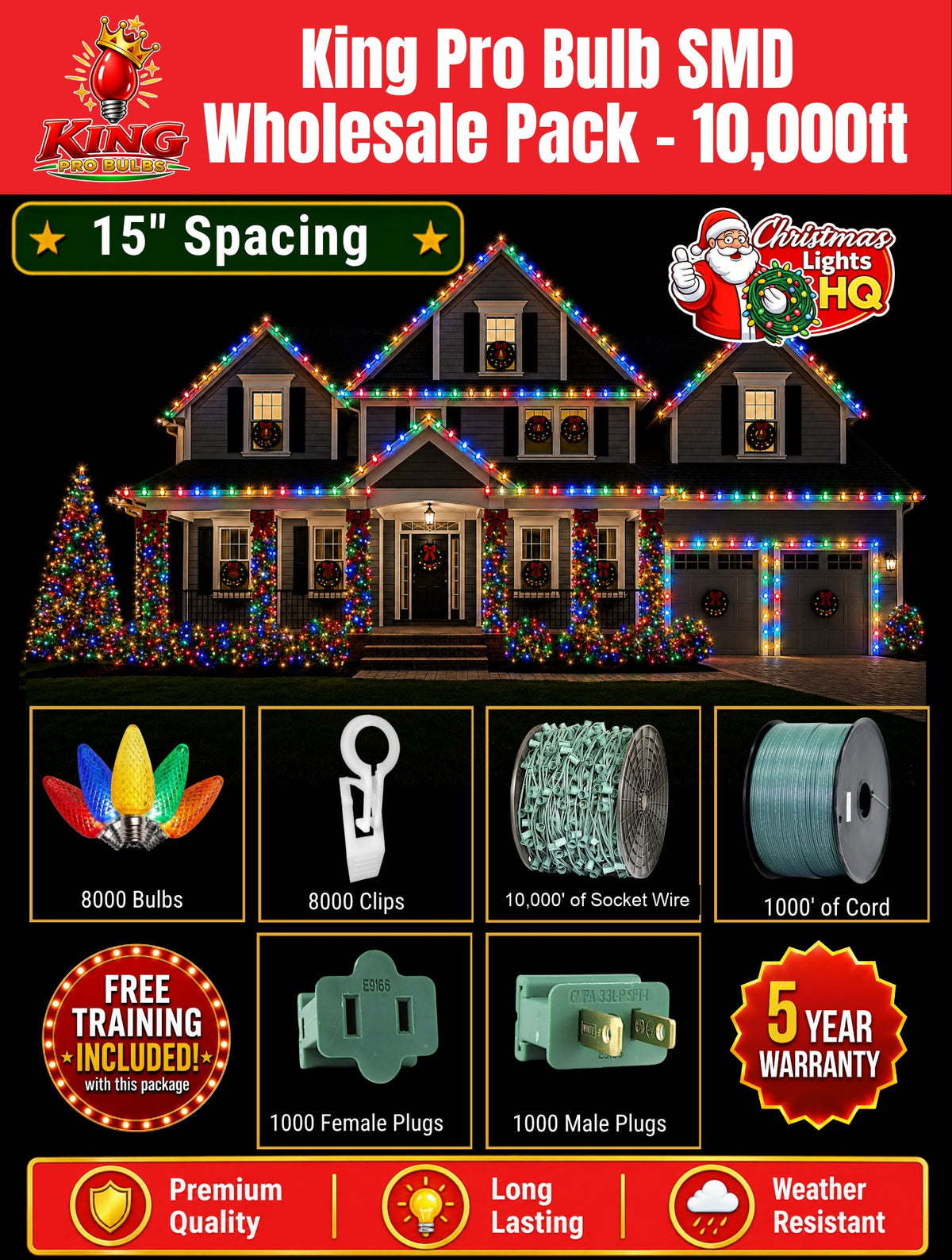 King Pro Bulb SMD Wholesale Pack 15 inch spacing 10,000 ft