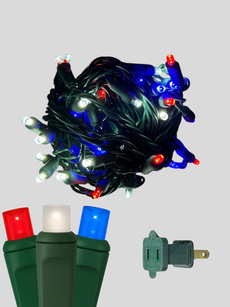 50L 6" Spacing Concave LED Mini Christmas Light (Ball) in Freedom (R/PW/B) - Each