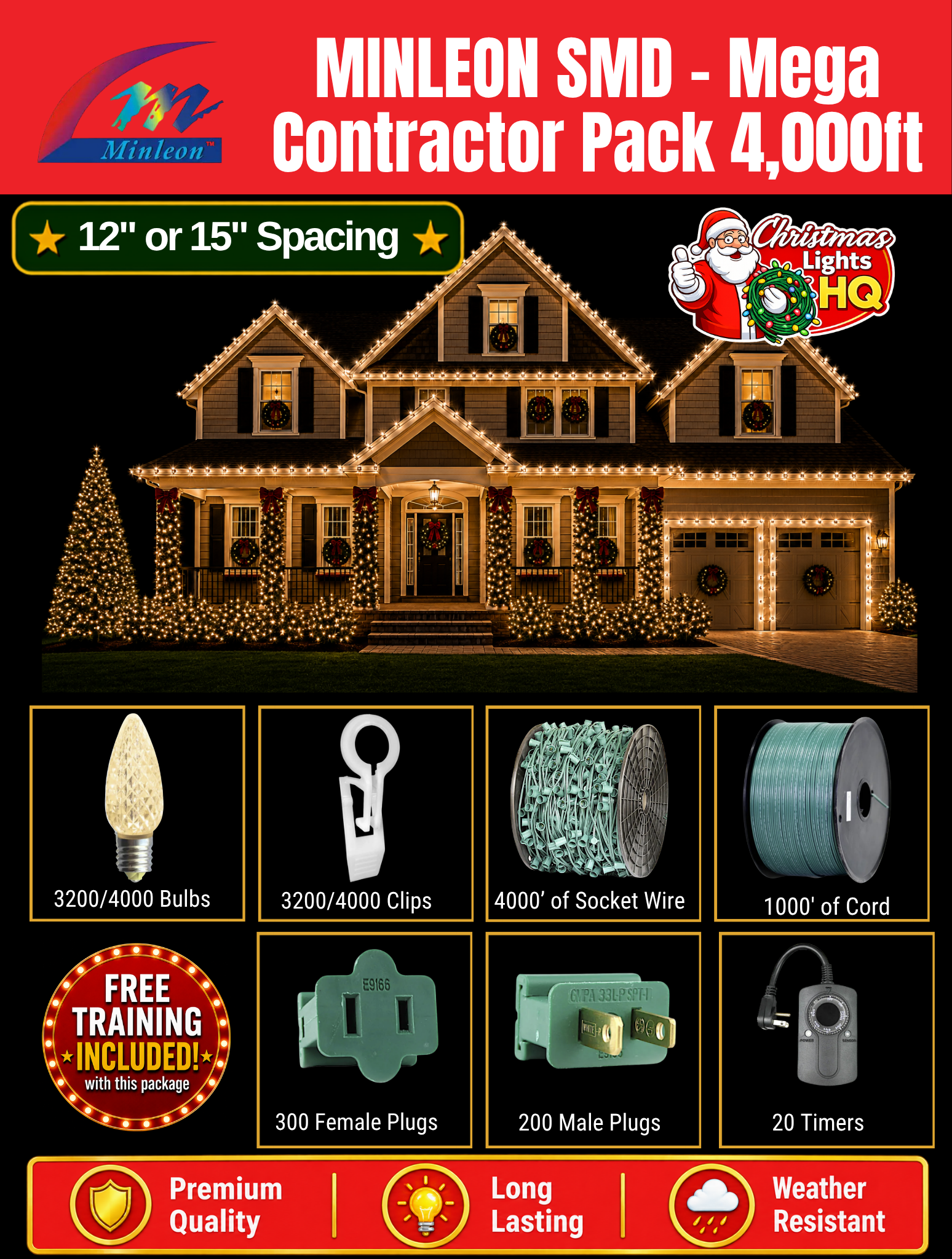 Tuff Bulbs Mega Contractor Pack 4,000ft - Christmas Lights HQ - placeholder pending final artwork